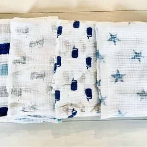 Aden & Anais Muslin Receiving Blankets Boy lot of 4